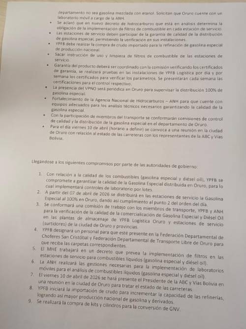 El documento que fue redactado para el acuerdo. El documento que fue redactado para el acuerdo.