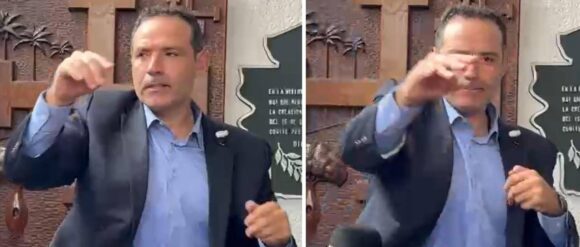 “Se van a tener que ir todos”: Vicepresidente cívico se molesta y tira micrófonos de los periodistas