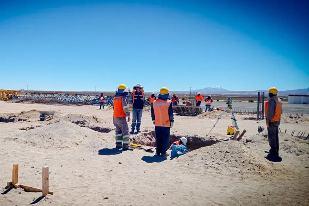Los trabajos que se realizan en el Aeropuerto Joya Andina. Foto: Ministerio de Obras Públicas