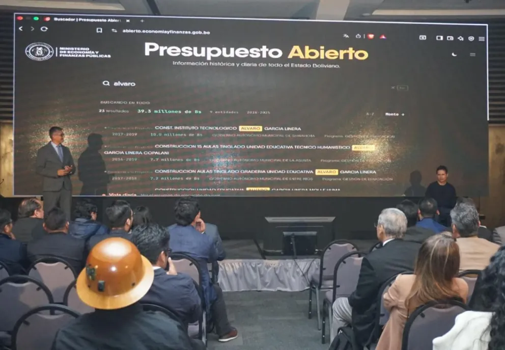 El ministro de Economía y Finanzas, José Gabriel Espinoza presentó este martes la Ley del Presupuesto General del Estado (PGE) reformulado 2026. Foto: APG