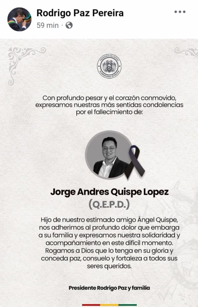 Fallece representante de Defensa del Consumidor en Tarija; autoridades expresan condolencias