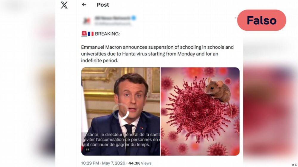X Post | Macron Hanta Virus | Veredict Falso - SPA X Post | Macron Hanta Virus | Veredict Falso - SPA