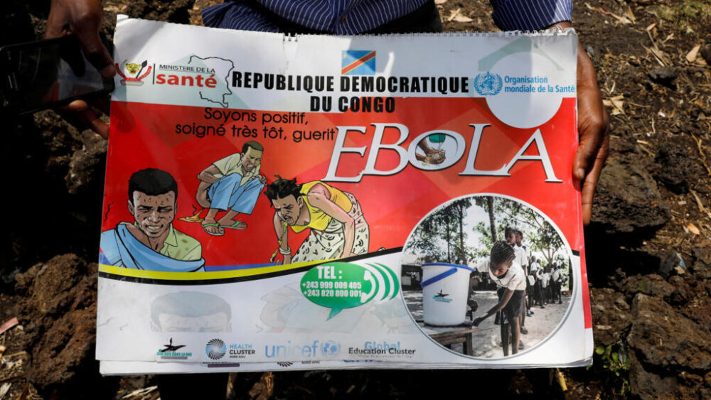 Imagen de archivo de un cartel sobre la prevención contra el virus del ébola en RDC, en 2019.