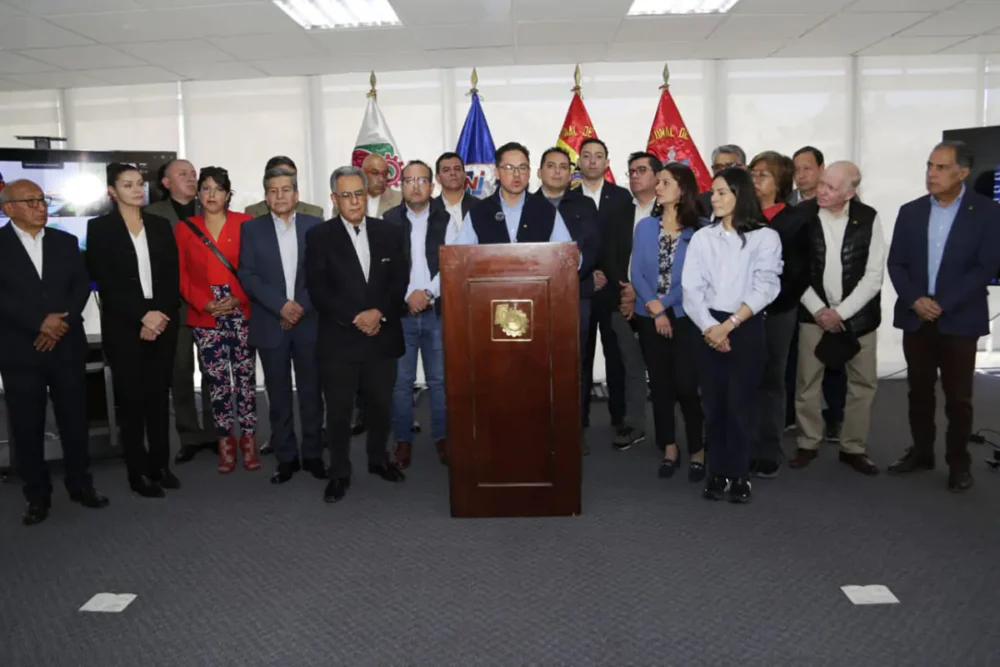 Una conferencia de prensa de los sectores industriales del país. Foto: CNI