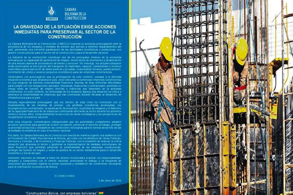 La Cámara Bolivina de la Construcción emitió un comunicado. Foto: Producción La Razón