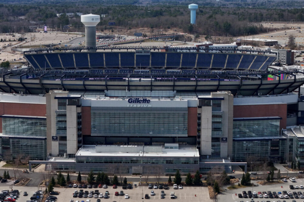 Imagen tomada desde un dron del Gillette Stadium, que pasará a llamarse Boston Stadium cuando acoja partidos de la Copa Mundial de la FIFA de 2026, en Foxborough, Massachusetts (EE. UU.), el 25 de marzo de 2026.