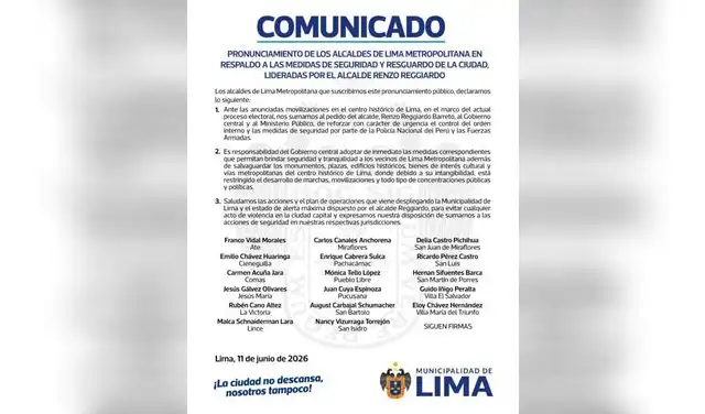 Comunicado Municipalidades distritales de Lima Comunicado Municipalidades distritales de Lima