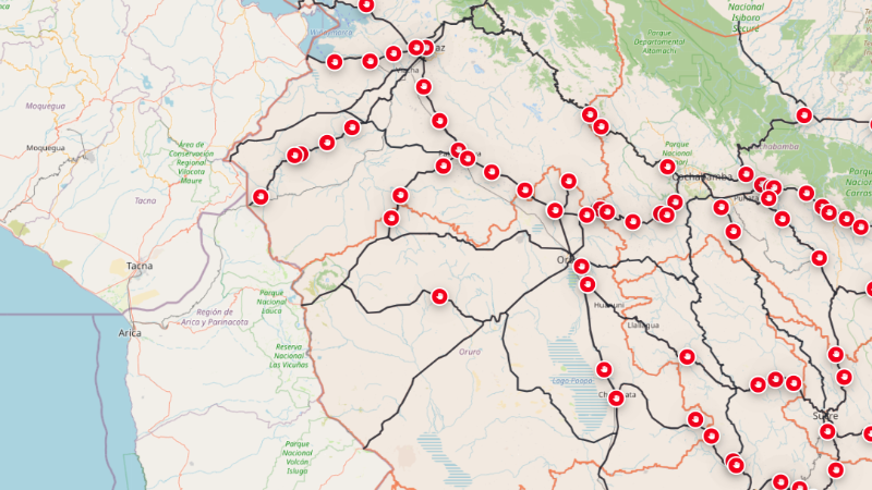 Las rutas bloqueadas en parte de Oruro. Las rutas bloqueadas en parte de Oruro.