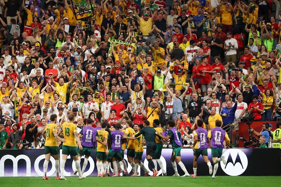 La celebración de jugadores e hinchas de Australia en Vancouver.