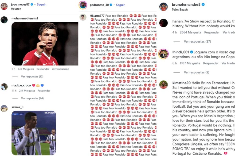 Las críticas a los jugadores de Portugal en Instagram.